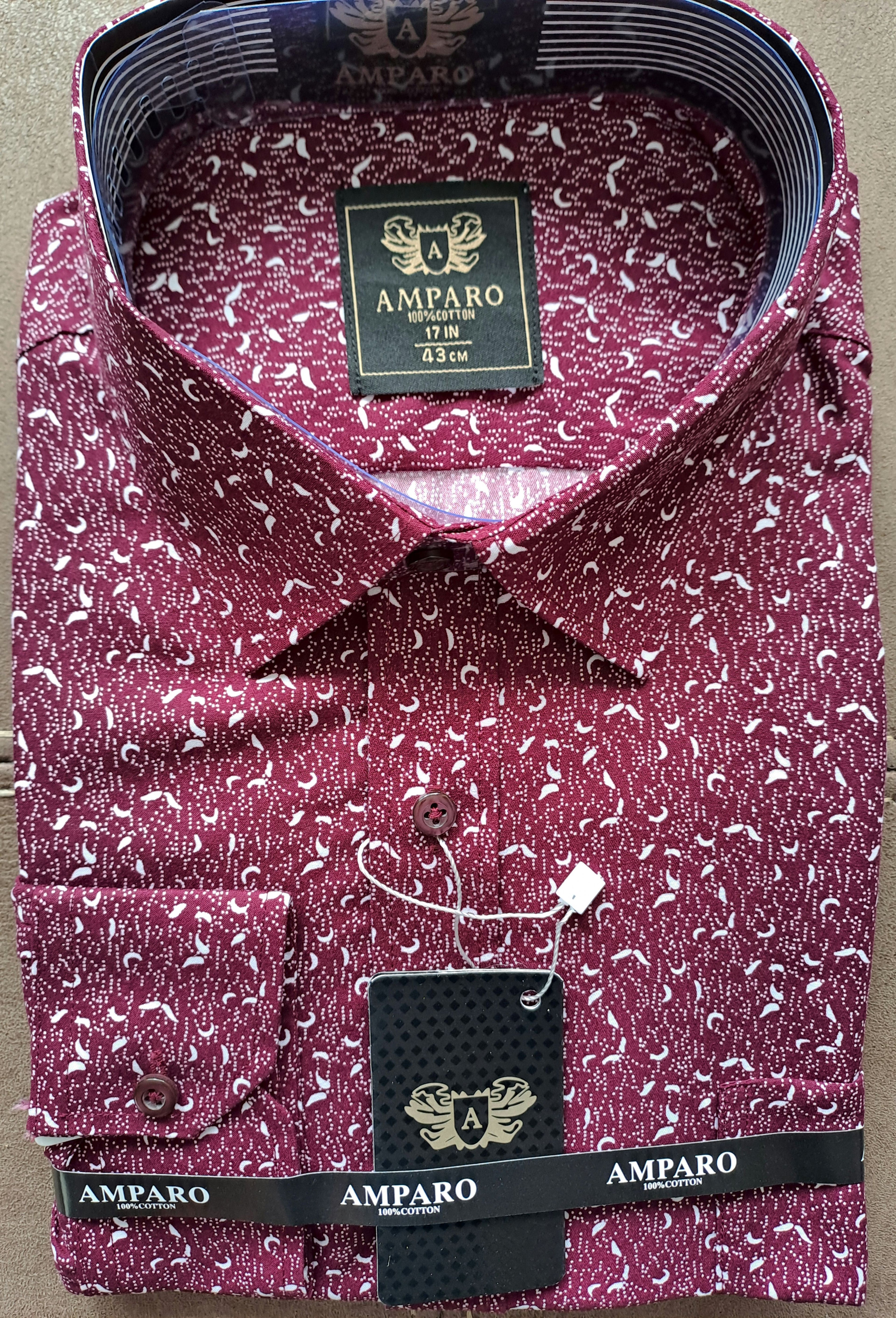 Amparo shirt met lange mouwen Bordeaux 100% katoen