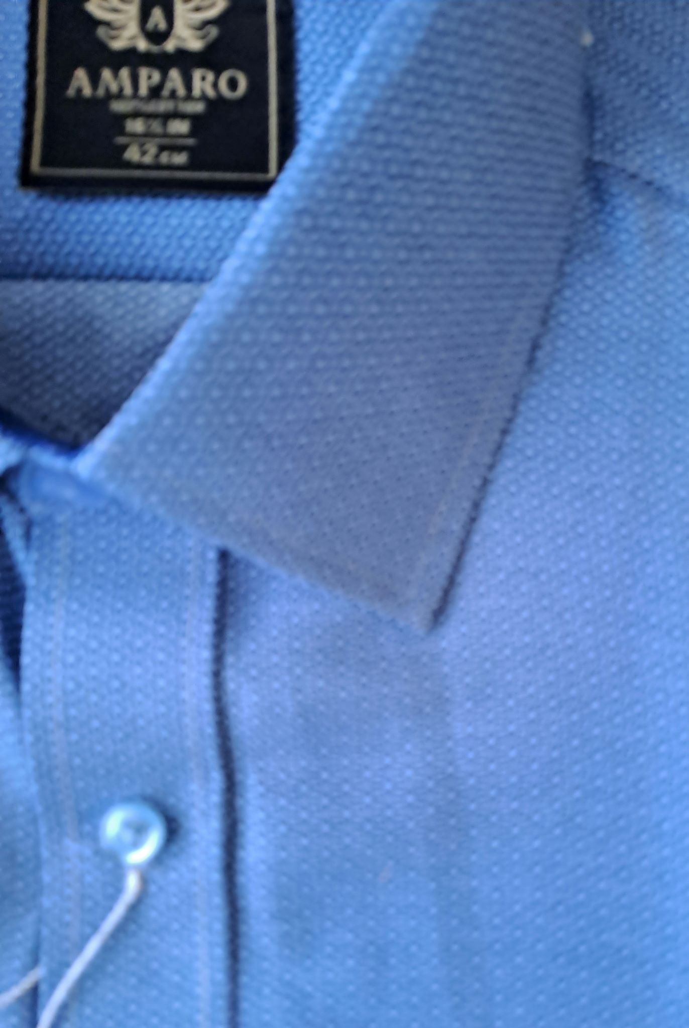 Amparo overhemd met korte mouwen, 100% katoen, modern blauw