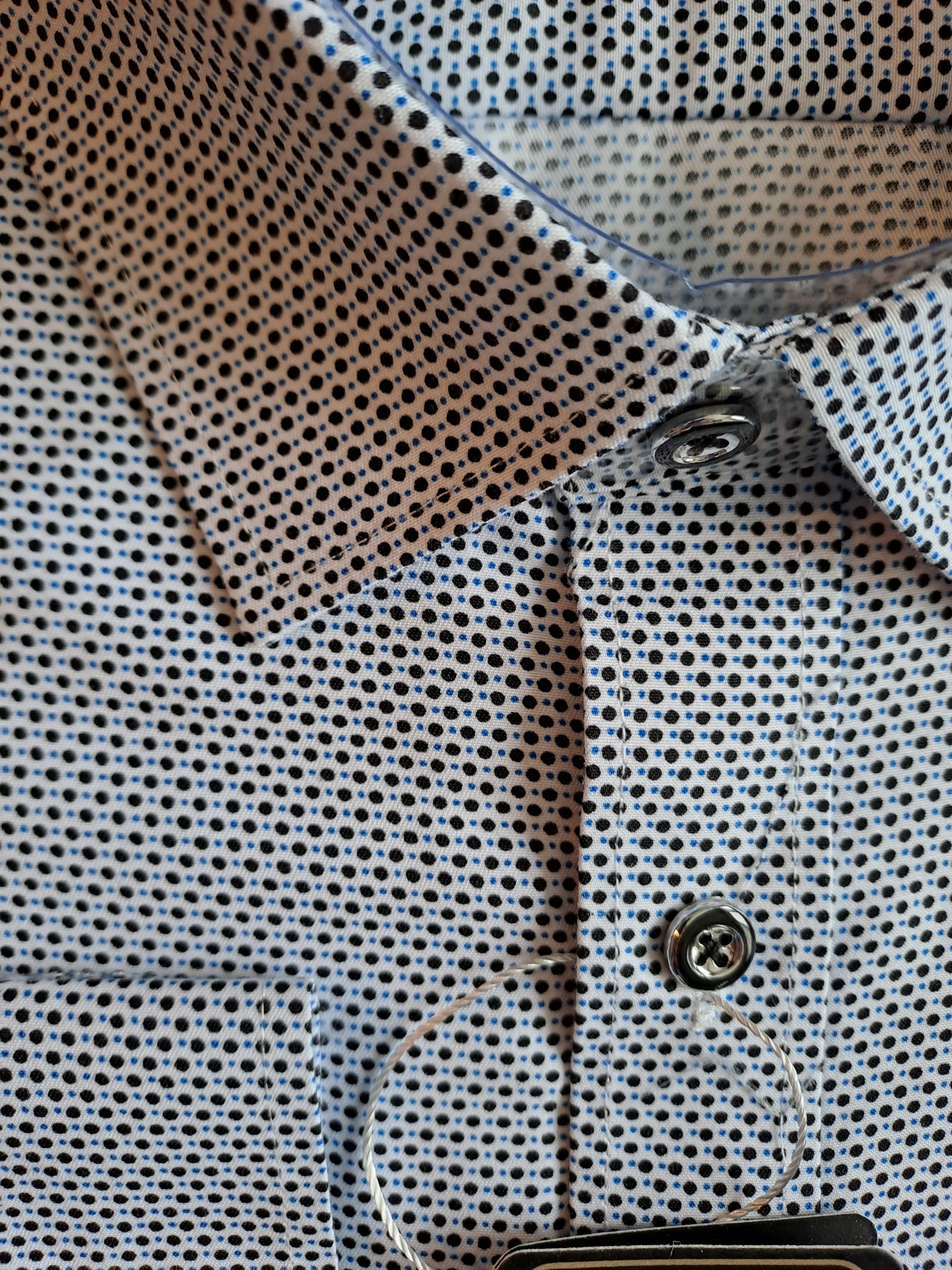 Amparo lang mouwen blauw stippen shirt, 100% katoen