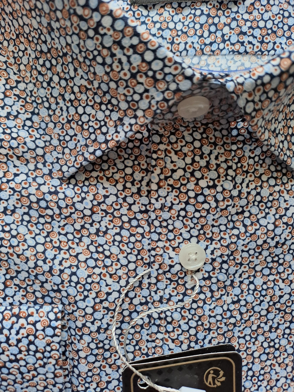 Chemise Amparo manche longue beige/light and dark blue 100% coton
