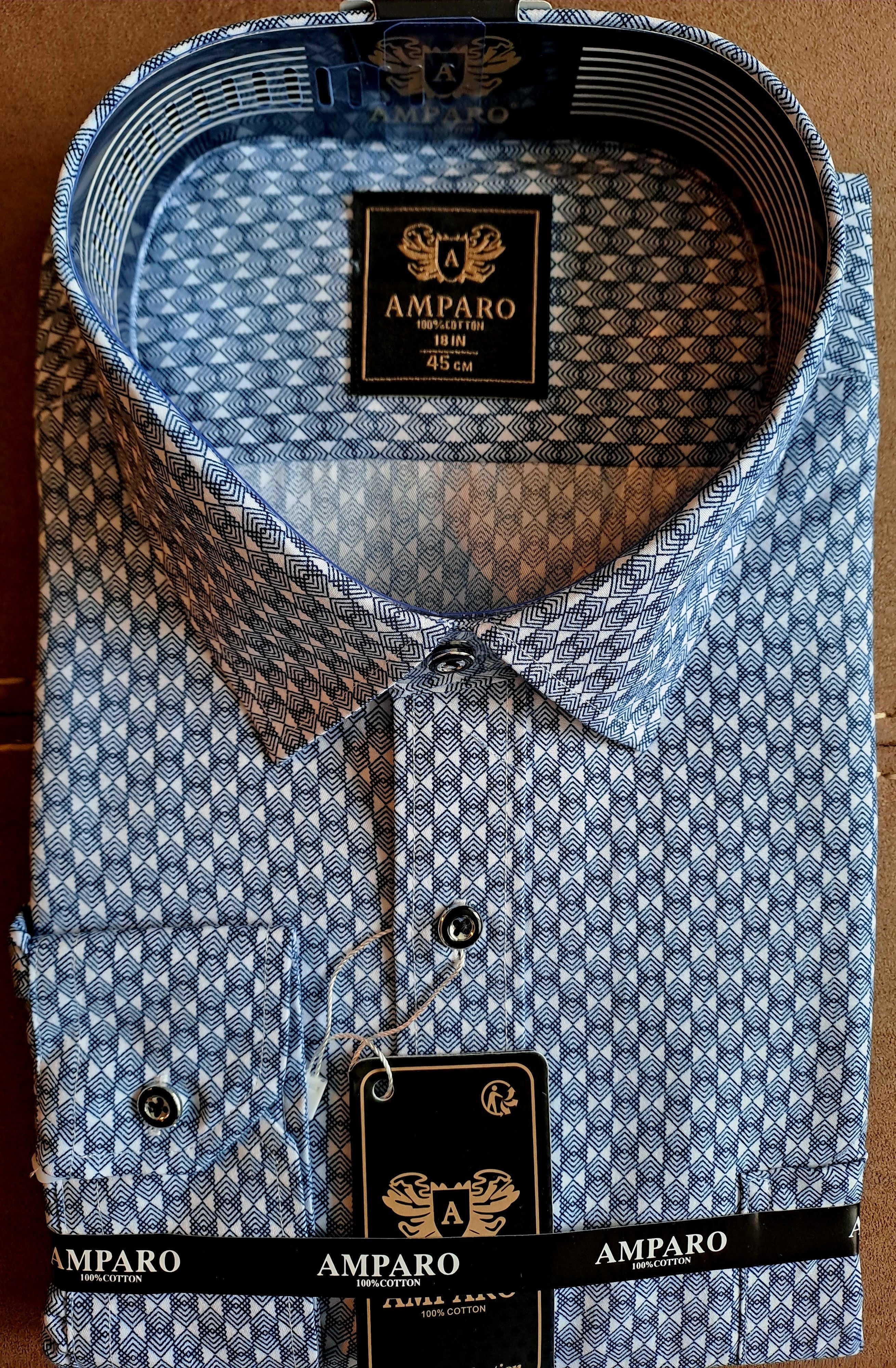 Amparo langmouw modern grijs 100% katoenen overhemd