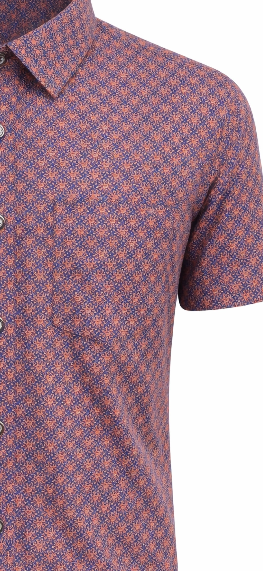 CHEMISE AMPARO MANCHE COURTE POINTS MAUVES 100% COTON - Chemise Belgium