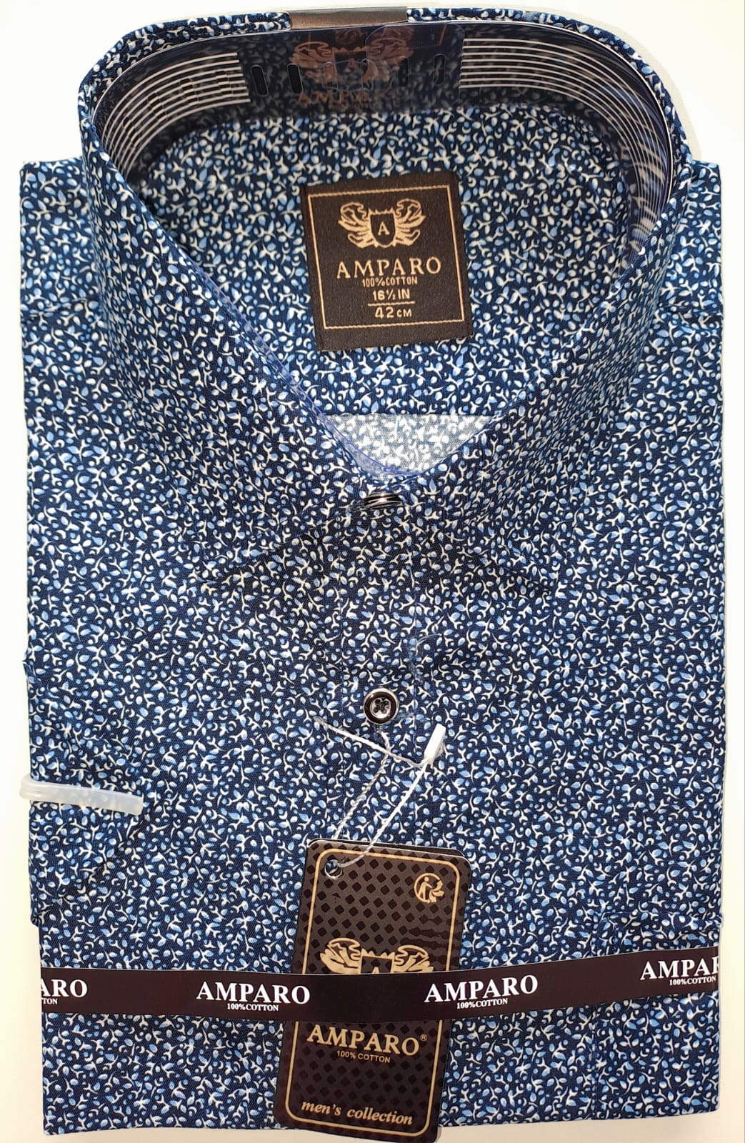 Chemise Amparo manche courte 100% coton fahion blue - Chemise Belgium