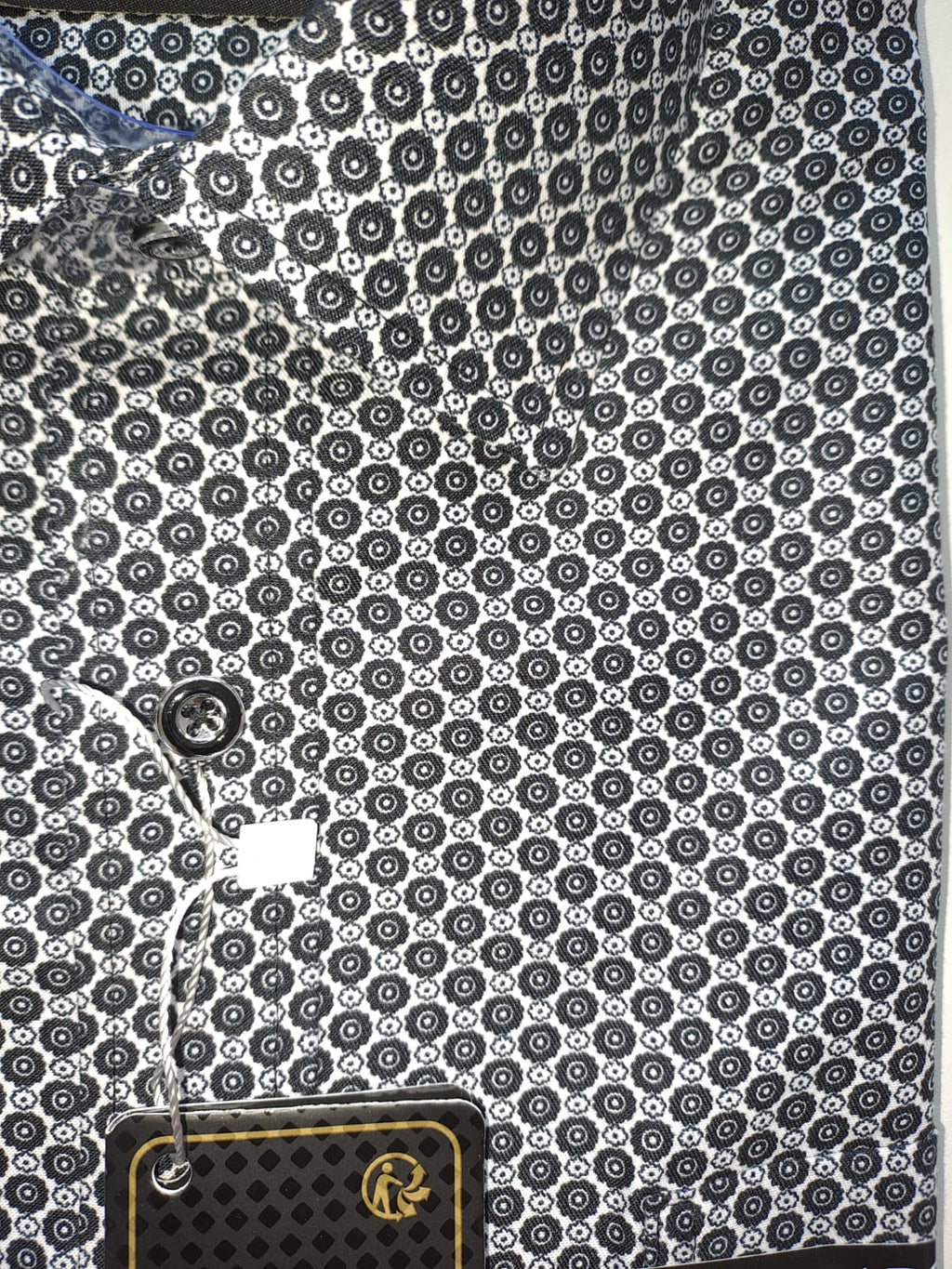 Chemise Amparo manche courte 100% coton Black / White circles - Chemise Belgium