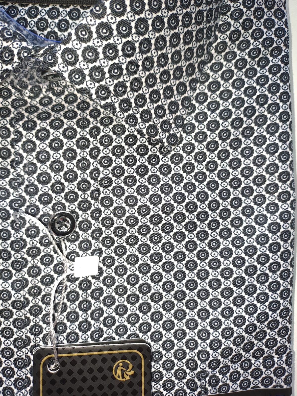 Chemise Amparo manche courte 100% coton Black / White circles - Chemise Belgium