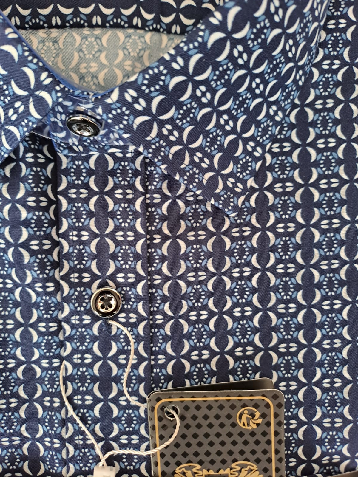 Chemise Amparo manche courte 100% coton Dark & Medium Blue - Chemise Belgium