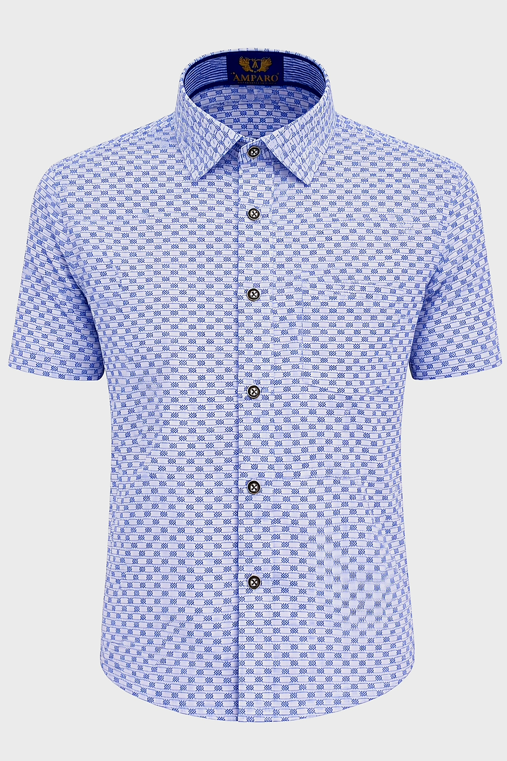 CHEMISE AMPARO MANCHE COURTE CARREAUX GRIS 100% COTON - Chemise Belgium