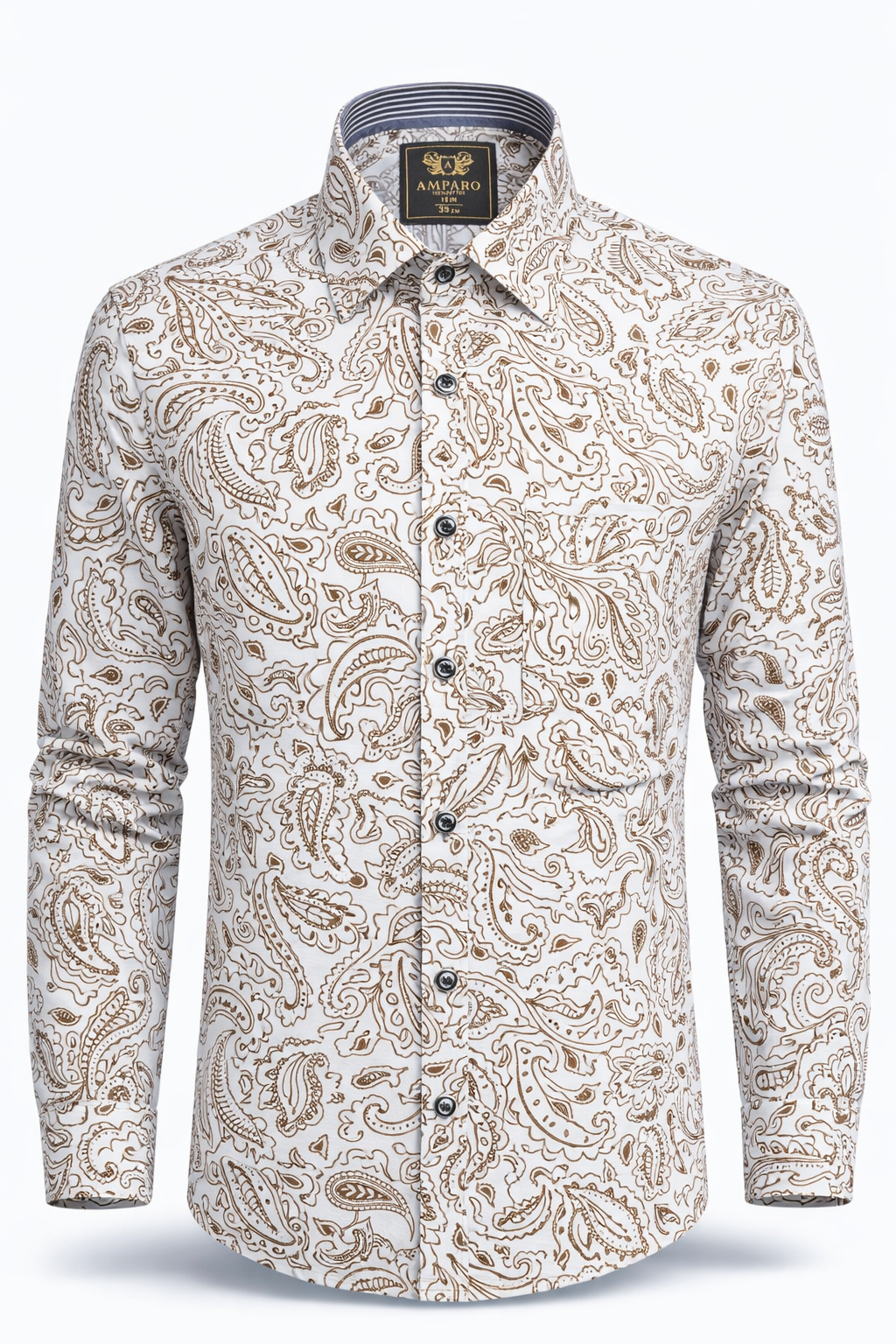 CHEMISE AMPARO MANCHE LONGUE CASHMIRE BEIGE 100% COTON - Chemise Belgium