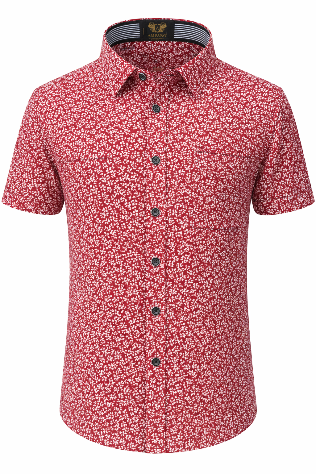 CHEMISE AMPARO MANCHE COURTE BORDEAUX ROUGE 100% COTON - Chemise Belgium