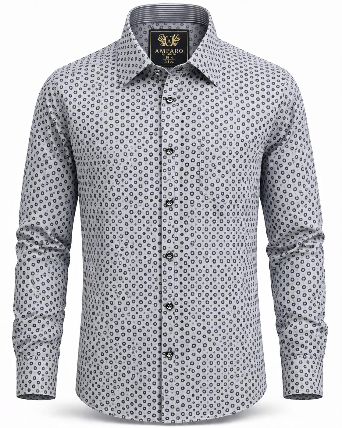 CHEMISE AMPARO MANCHE LONGUE GRIS FONCE 100% COTON - Chemise Belgium