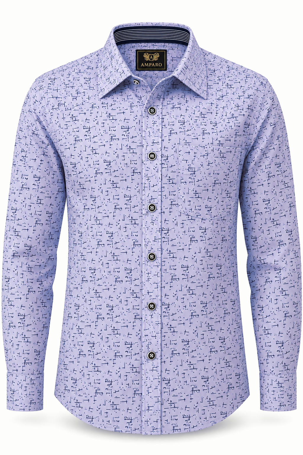 CHEMISE AMPARO MANCHE LONGUE LILA MODERNE 100% COTON