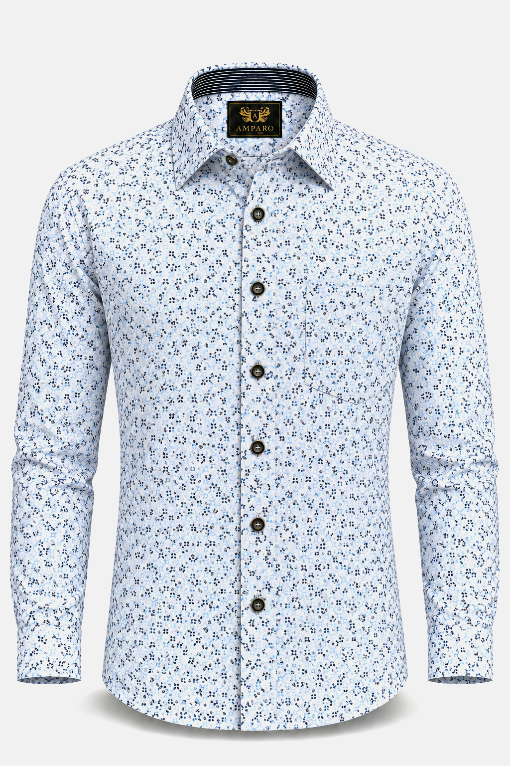 CHEMISE AMPARO MANCHE LONGUE AVEC PETITES FLEURS 100% COTON