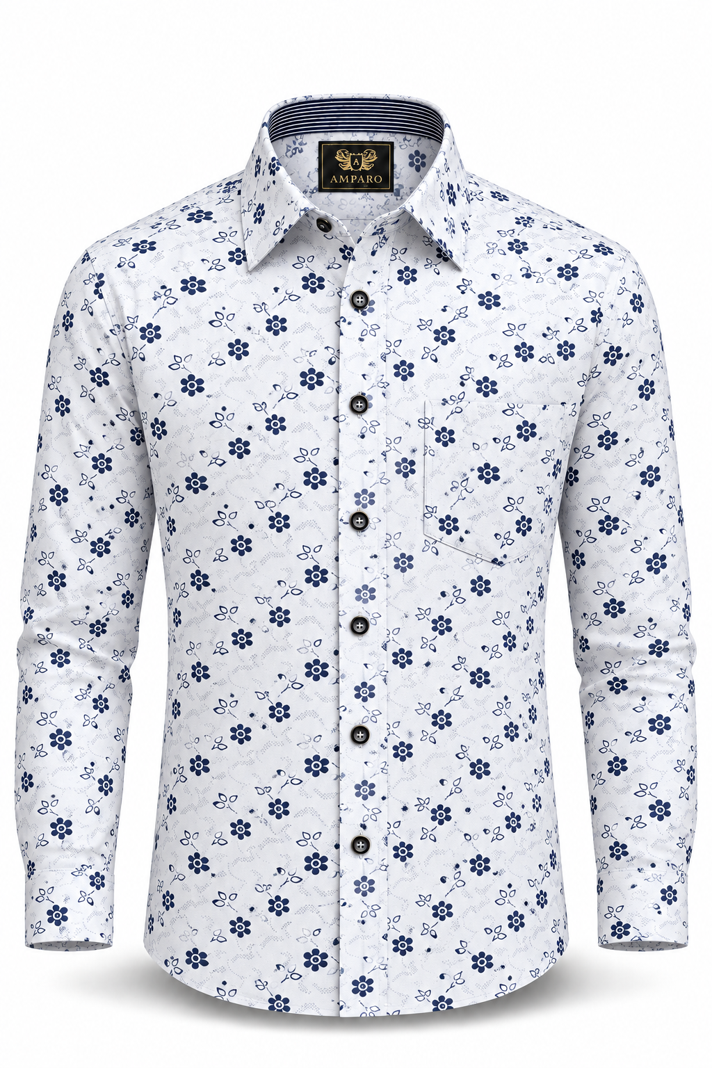CHEMISE AMPARO MANCHE LONGUE A GRANDES FLEURS 100% COTON