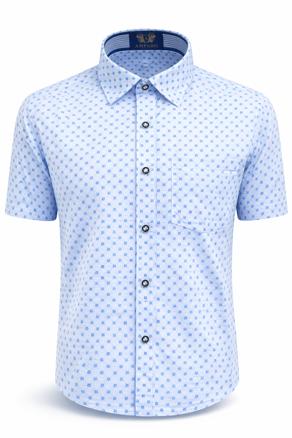 CHEMISE AMPARO MANCHE COURTE LIGHT BLUE 100% COTON - Chemise Belgium