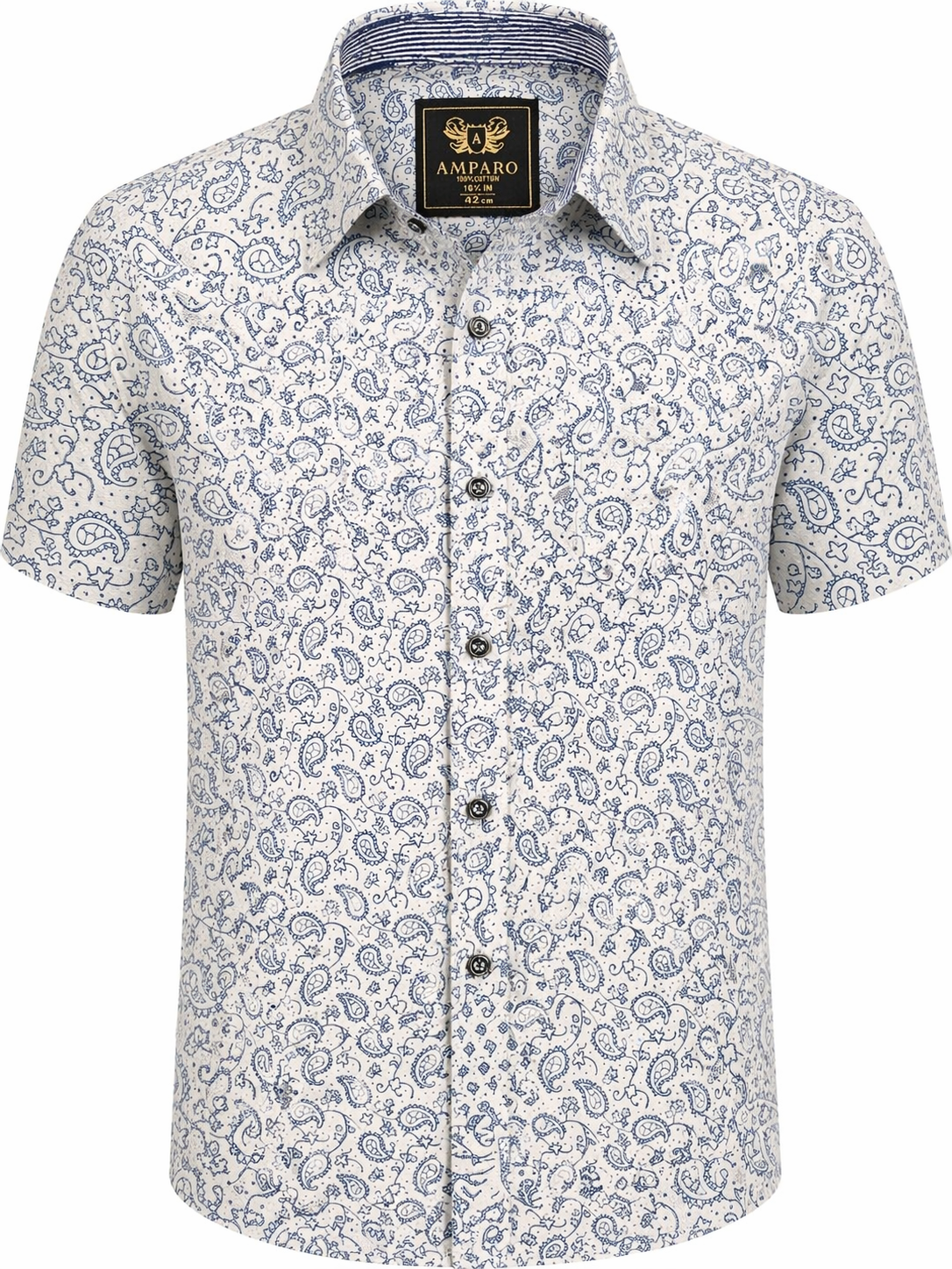 CHEMISE AMPARO MANCHE COURTE GRIS CLAIR CASHMIRE 100% COTON - Chemise Belgium