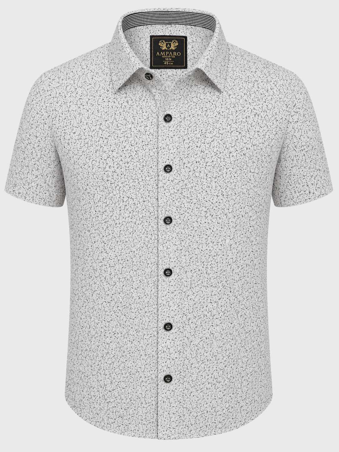 CHEMISE AMPARO MANCHE COURTE BLANC/NOIR MARBRE 100% COTON - Chemise Belgium
