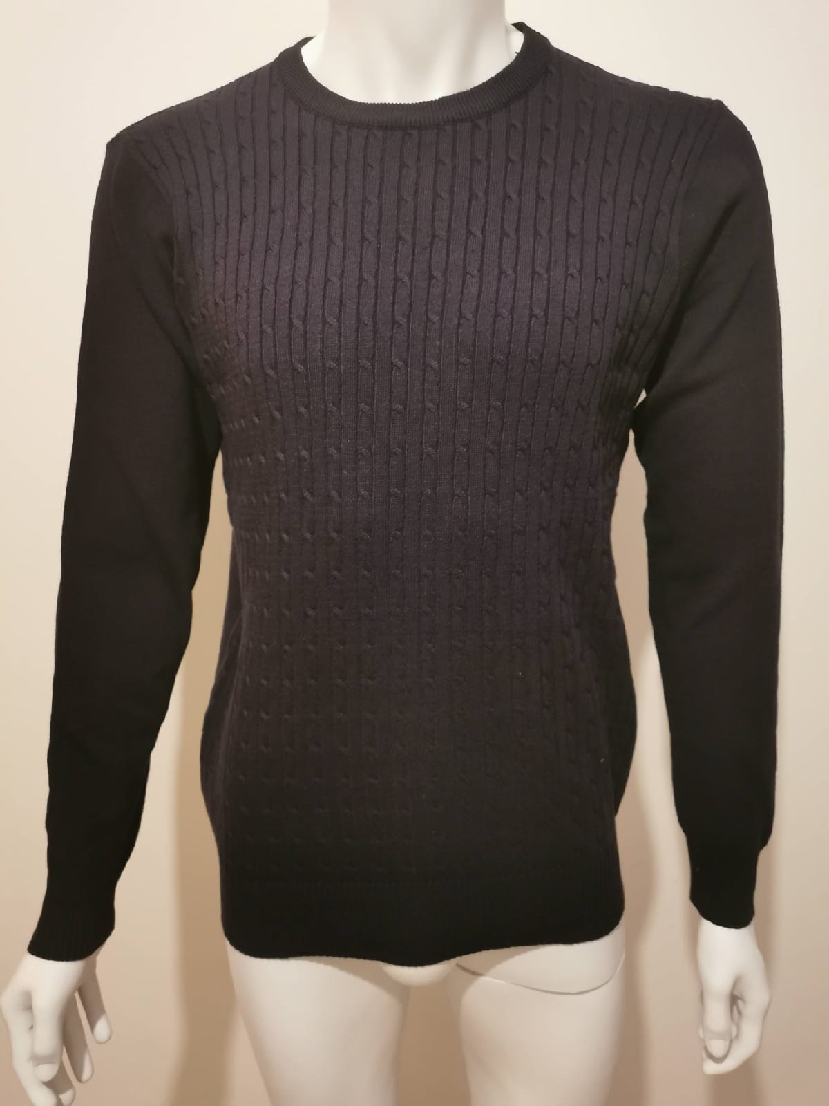 Pulls cols rond torsadés bleu marine - Chemise Belgium