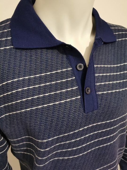 Pulls cols polos lignés bleu cobalt - Chemise Belgium