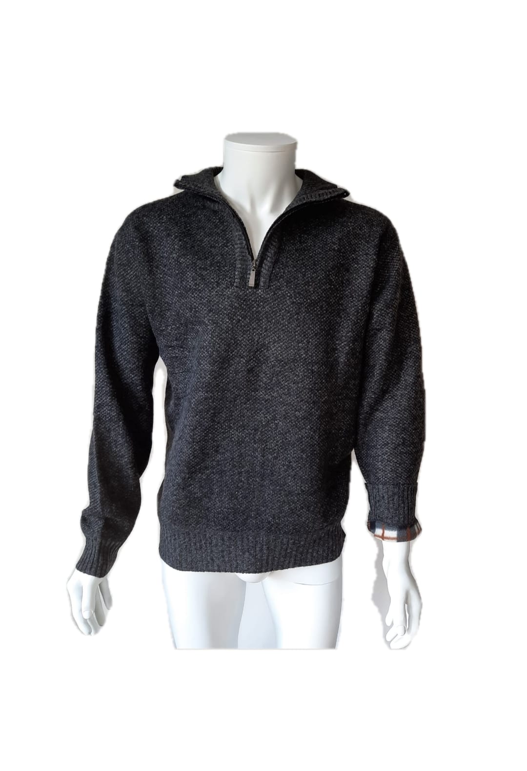 Pull demi tirette anthracite - Chemise Belgium