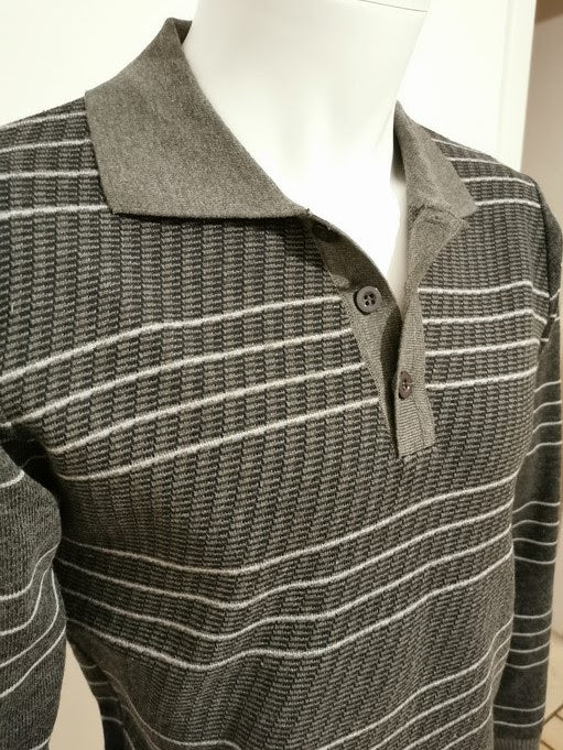 Pulls cols polos lignés gris foncé - Chemise Belgium