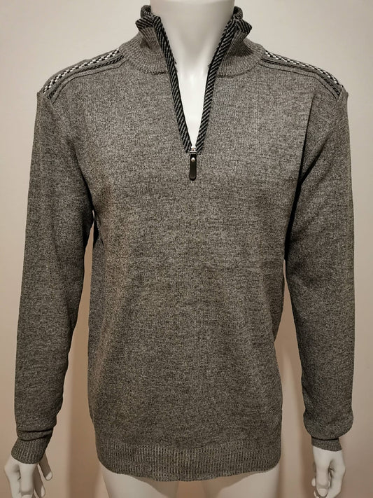 Pulls demi tirette fantaisie gris clair - Chemise Belgium