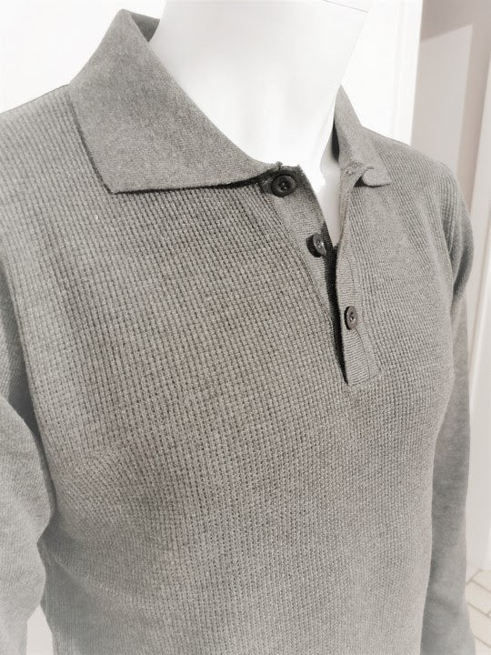 Pulls cols polos unis gris clair - Chemise Belgium