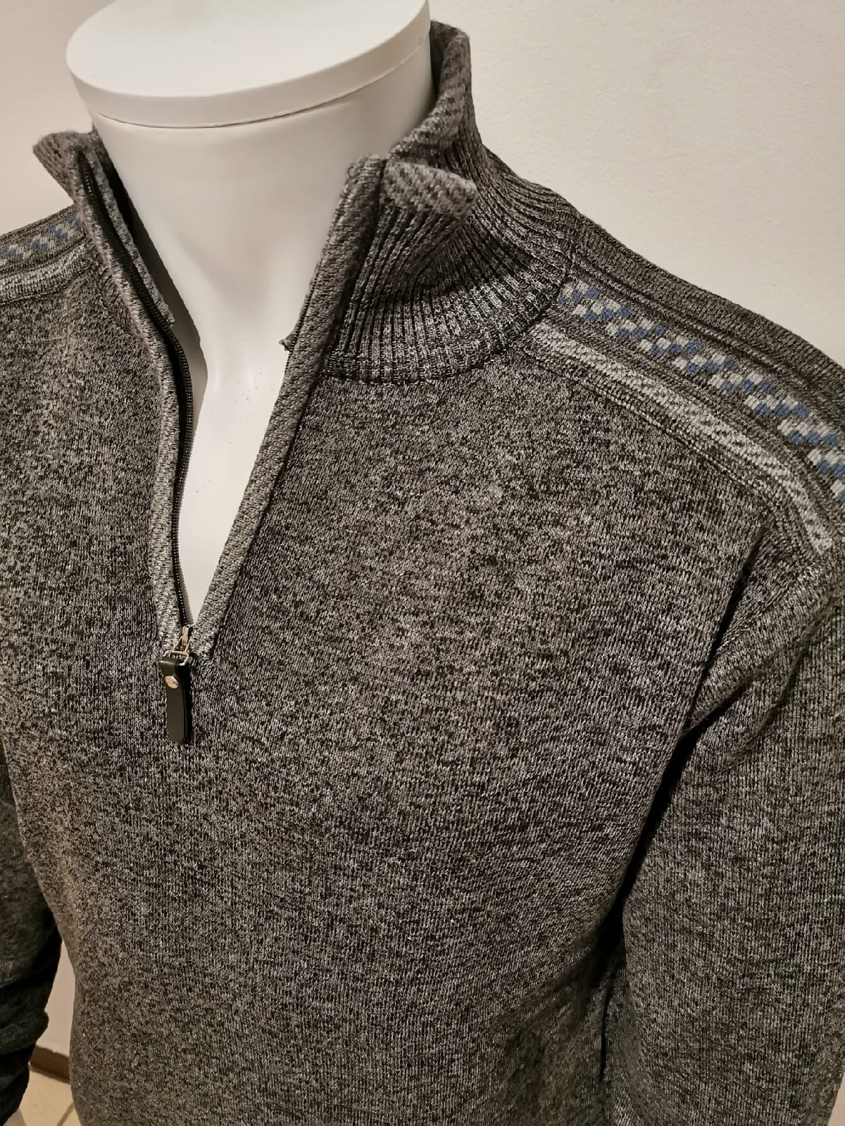 Pulls demi tirette fantaisie gris foncé - Chemise Belgium