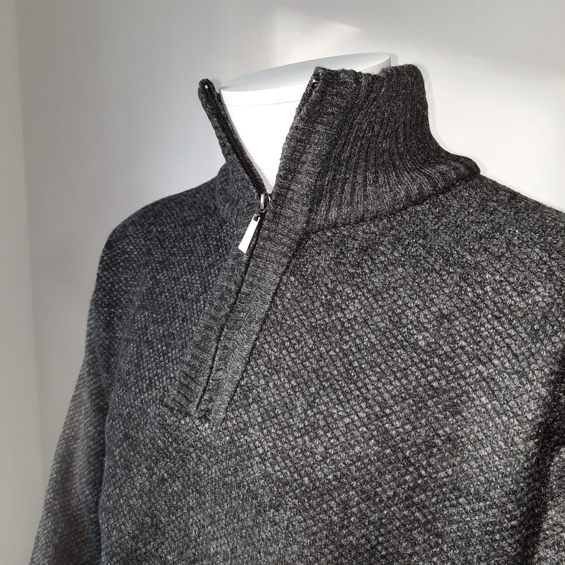 Pull demi tirette anthracite - Chemise Belgium