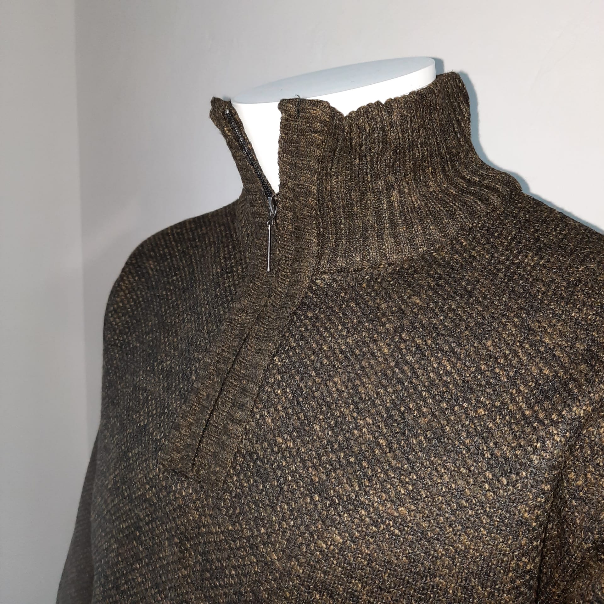 Pull demi tirette khaki - Chemise Belgium