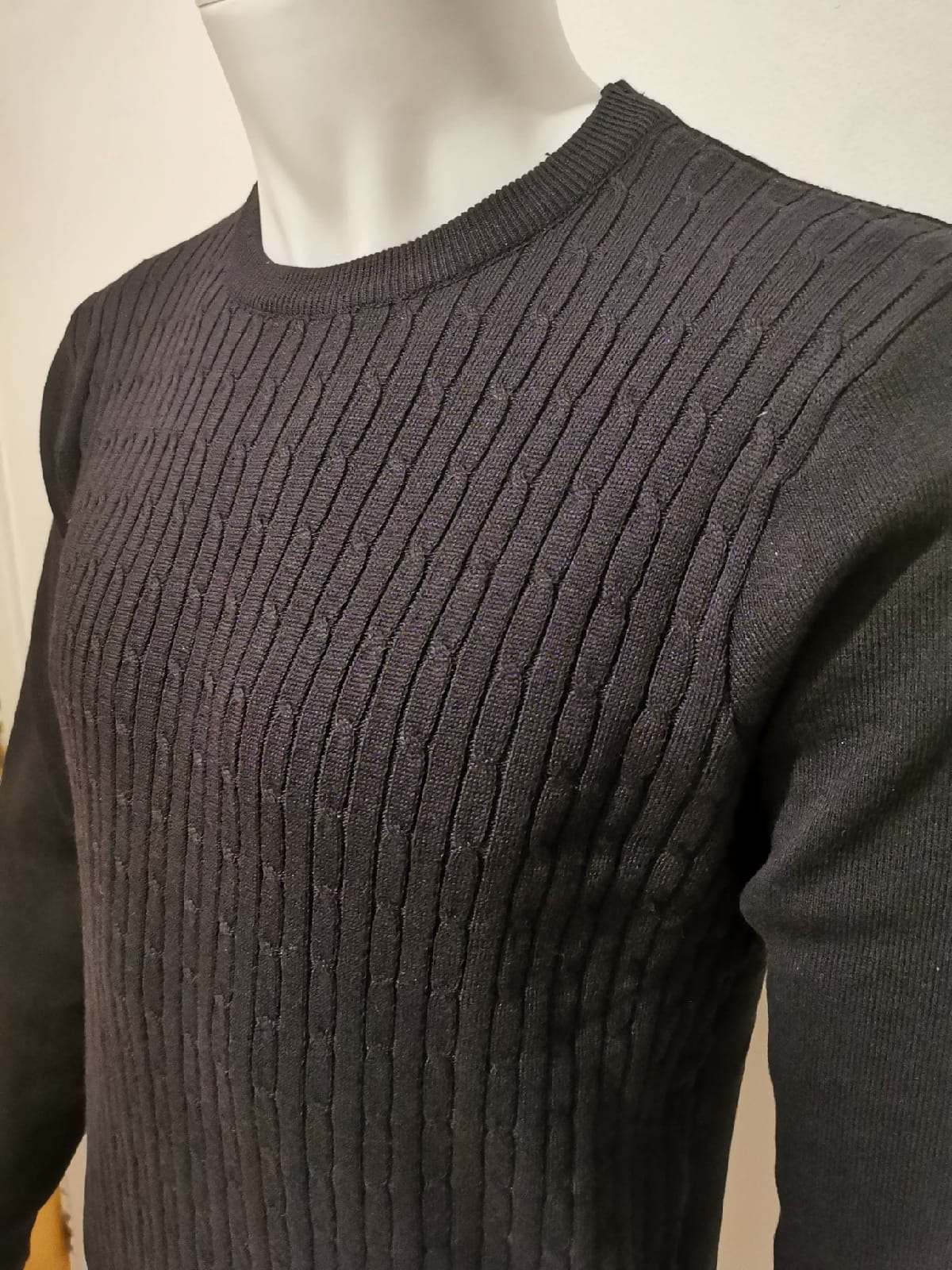Pulls cols rond torsadés bleu marine - Chemise Belgium