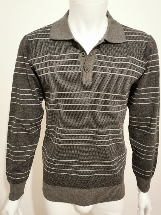 Pulls cols polos lignés gris foncé - Chemise Belgium