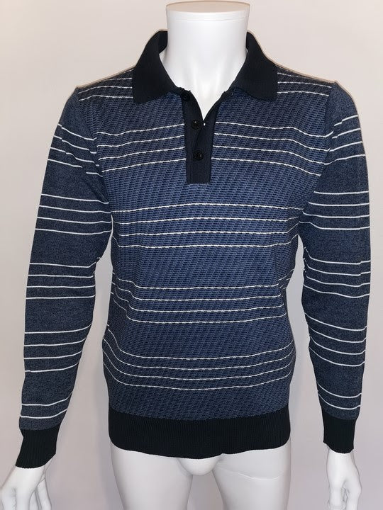 Pulls cols polos lignés bleu Jeans - Chemise Belgium