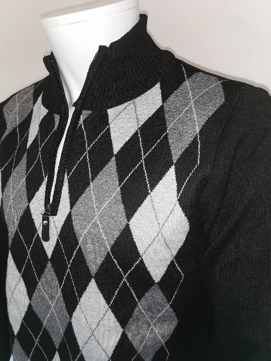 Pulls demi tirette Jacquard noir - Chemise Belgium