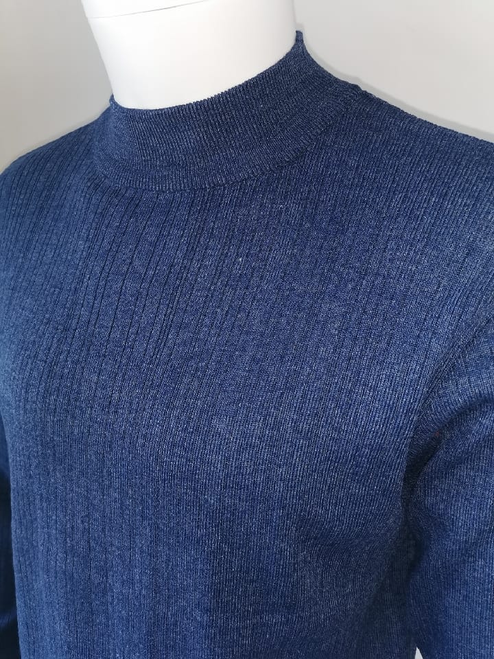 Pulls cols cheminée bleu jeans - Chemise Belgium