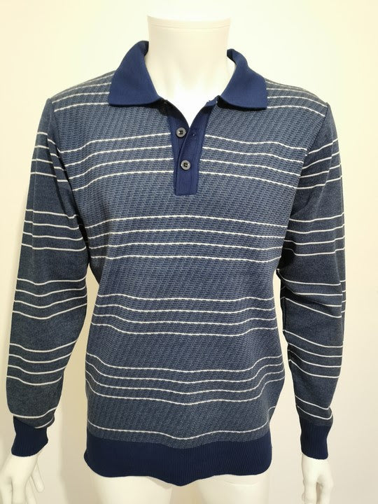 Pulls cols polos lignés bleu cobalt - Chemise Belgium
