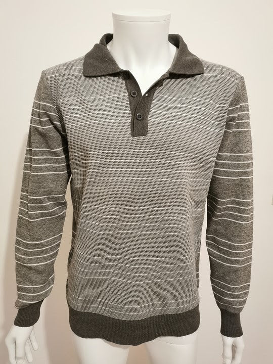 Pulls cols polos lignés gris clair - Chemise Belgium