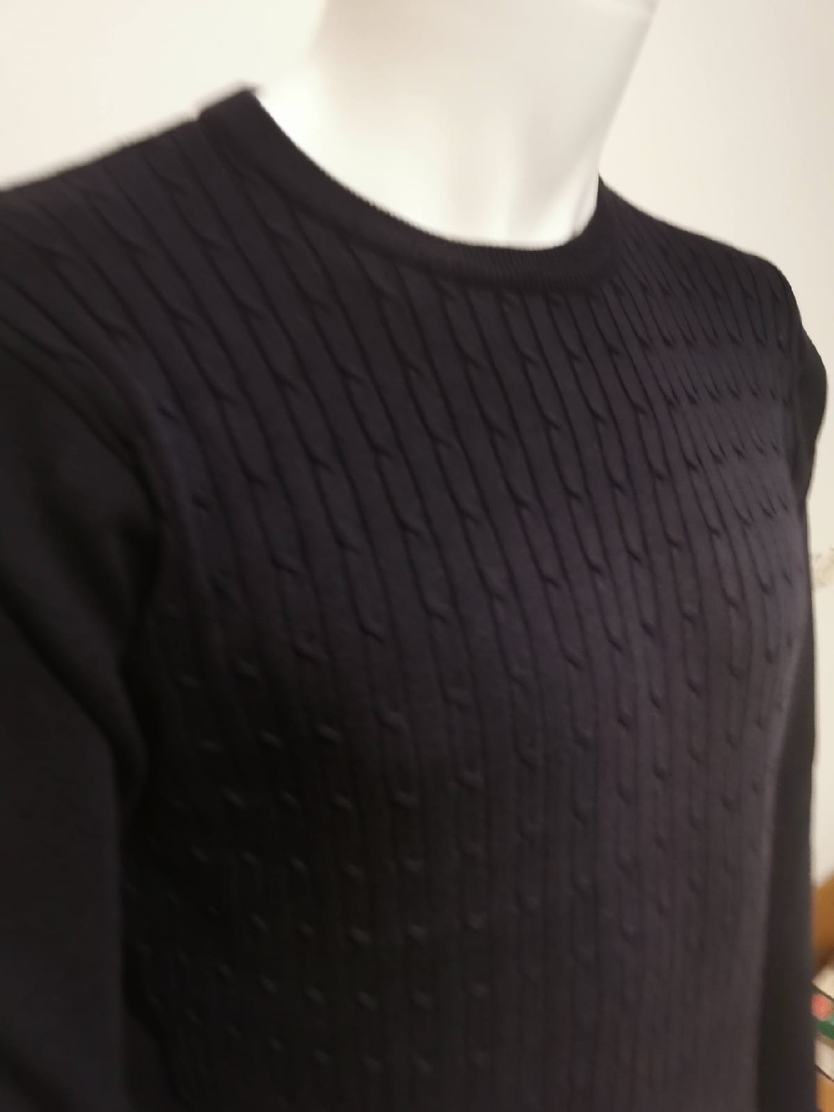Pulls cols rond torsadés bleu marine - Chemise Belgium