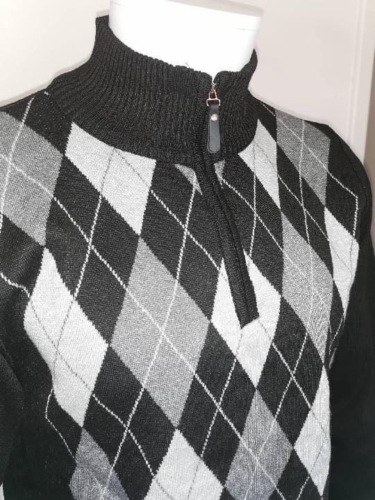 Pulls demi tirette Jacquard noir - Chemise Belgium