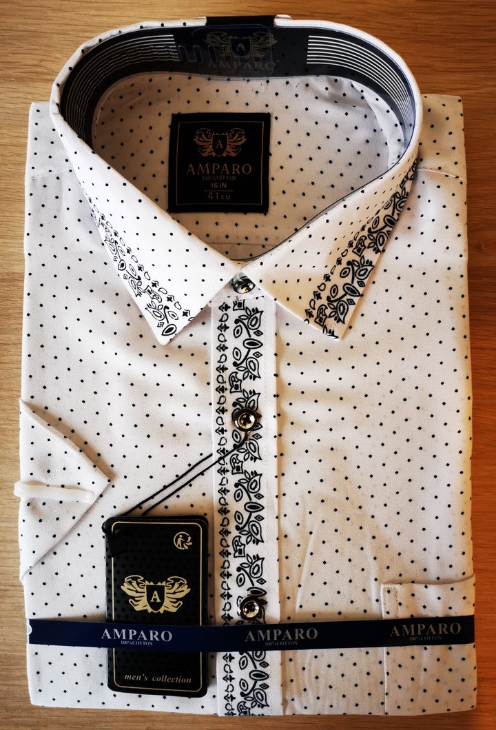 Chemise Amparo manche courte blanc 100% Cotton - Chemise Belgium