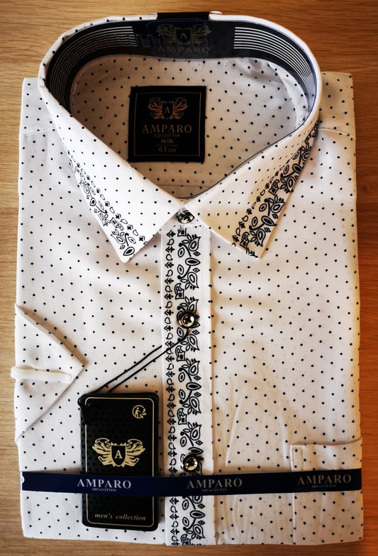 Chemise Amparo manche courte blanc 100% Cotton - Chemise Belgium